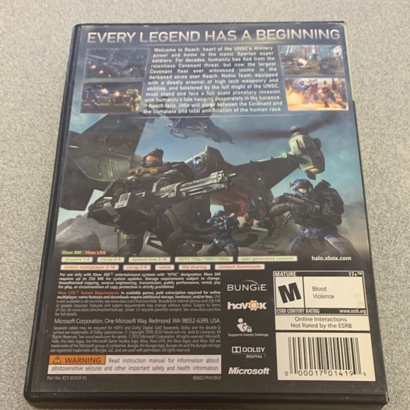 Halo Reach for Xbox 360 - game and cover art Black Case - Picture 4 of 4